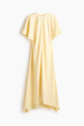 H & M - Satijnen midi-jurk - Lichtgeel