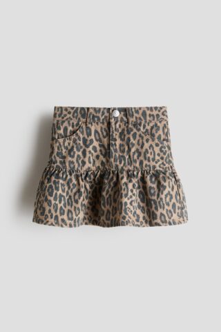 H & M - Denim rok - Beige/Luipaarddessin