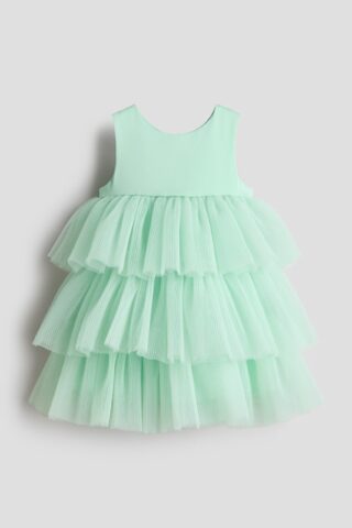 H & M - Jurk met tulen volantrok - Mintgroen