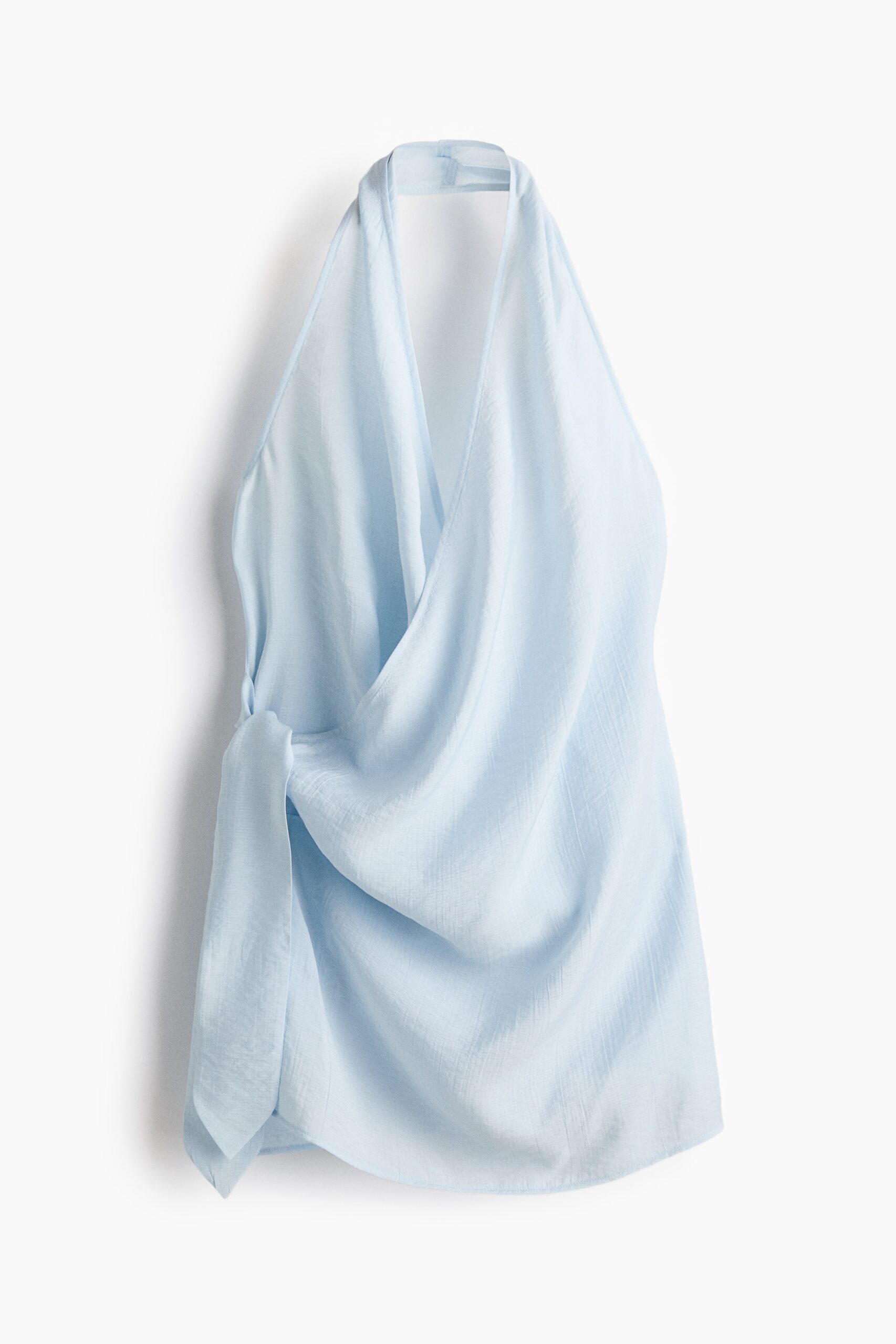 H & M - Halterstrandjurk met overslag - Lichtblauw