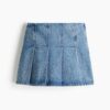 H & M - Plissérok - Denimblauw