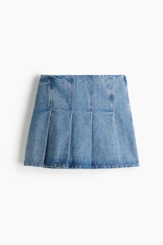 H & M - Plissérok - Denimblauw