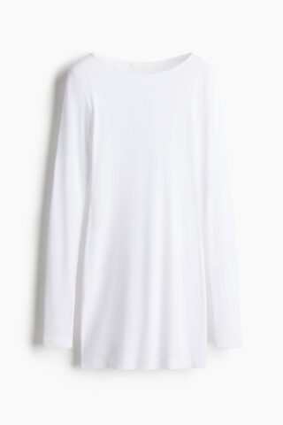 H & M - Geribde mini-jurk - Wit