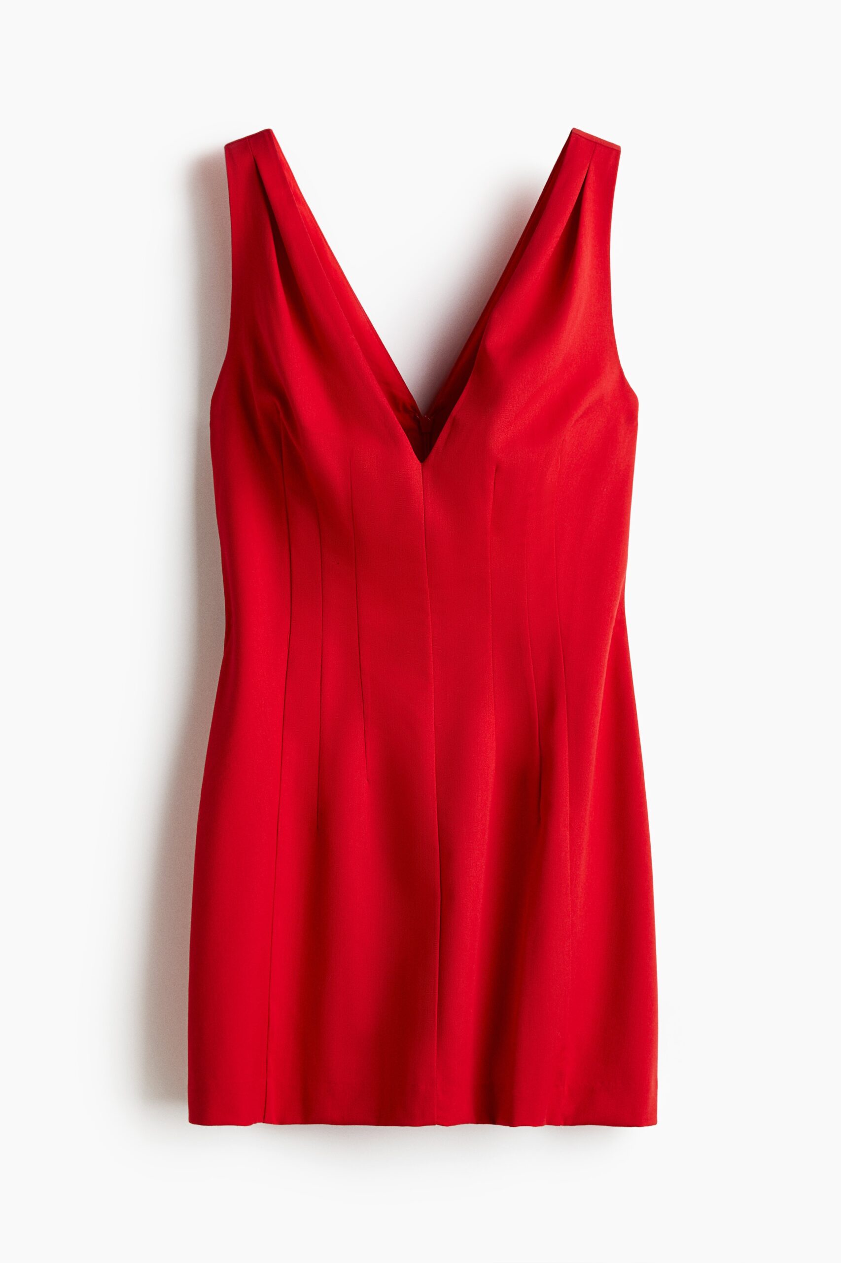 H & M - Getailleerde jurk met V-hals - Rood