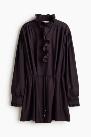 H & M - Ruffled tunic dress - Donkerpaars