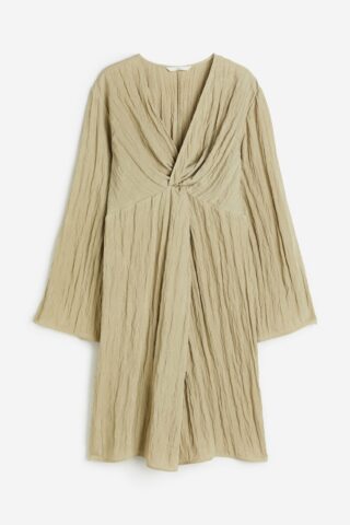 H & M - MAMA - Crinklejurk - Licht Kakigroen