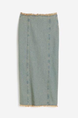 H & M - Denim rok met onafgewerkte rand - Licht Denimblauw