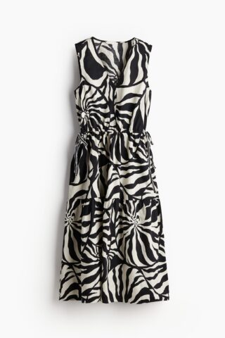 H & M - Katoenen jurk met drawstring - Zwart/Dessin