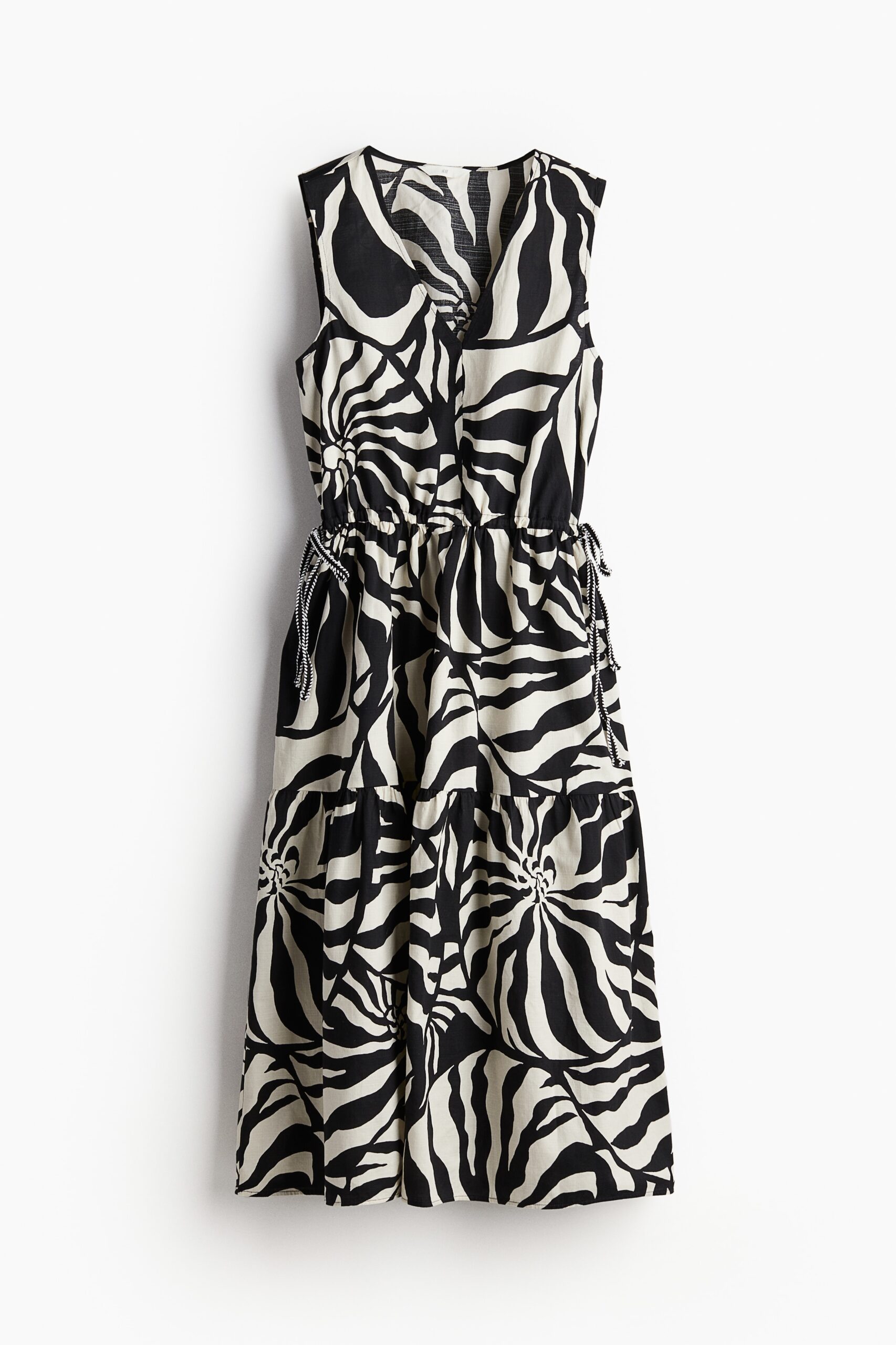 H & M - Katoenen jurk met drawstring - Zwart/Dessin