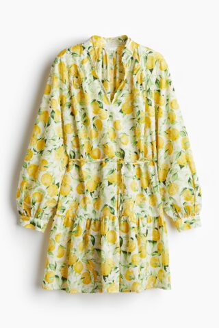 H & M - Jurk van plumetiskatoen - Wit/Sinaasappels