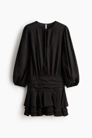 H & M - Jurk met strokenrok - Donkergrijs