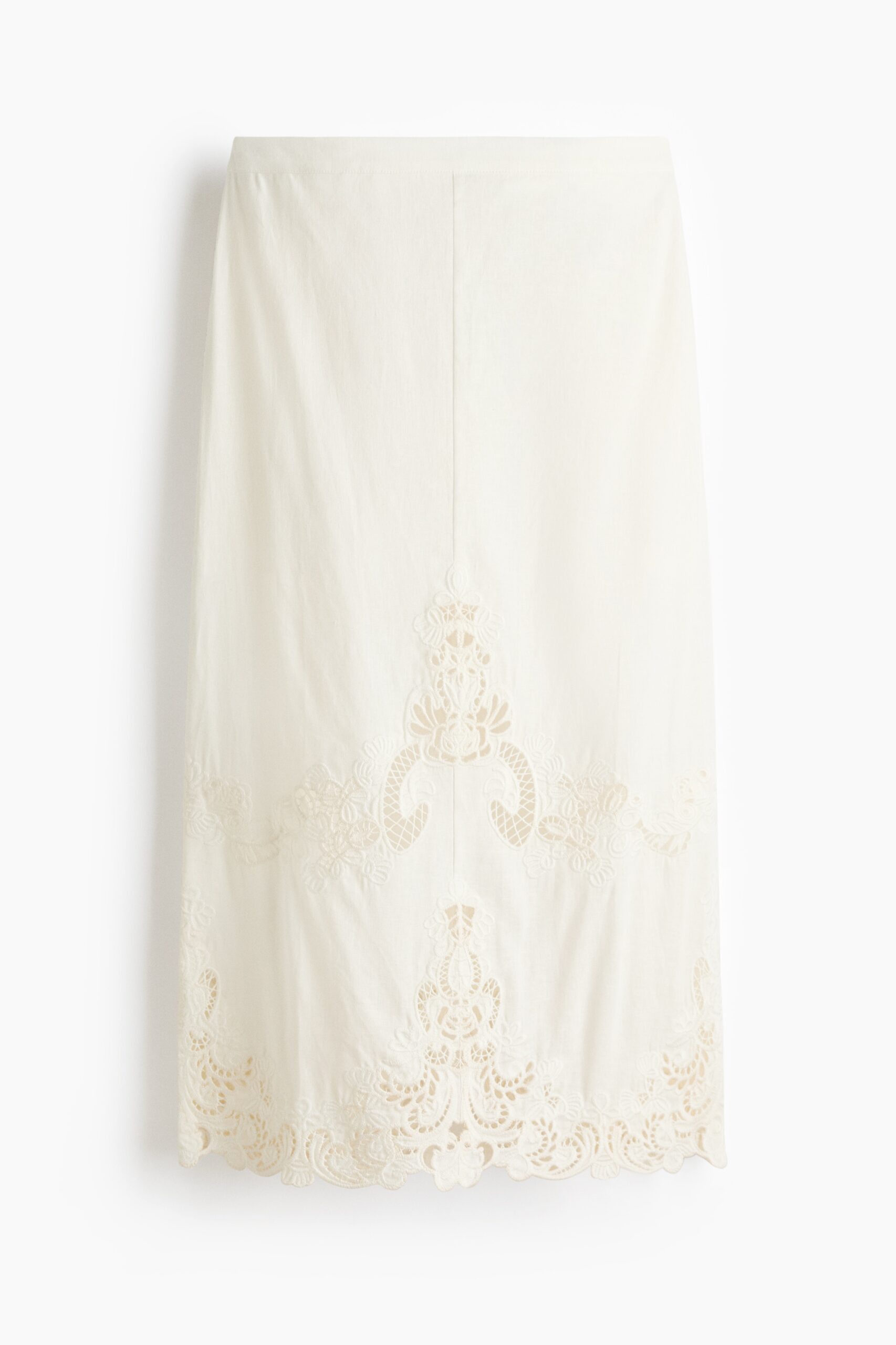 H & M - Rok van linnenmix met broderie anglaise - Wit
