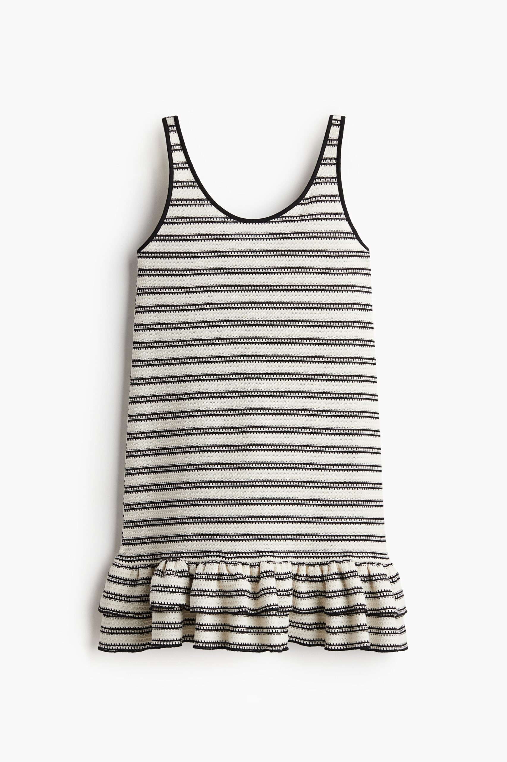 H & M - Gebreide jurk met volants - Wit/Zwart Gestreept