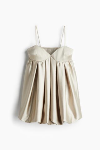 H & M - Jurk met opgebolde rok - Lichtbeige