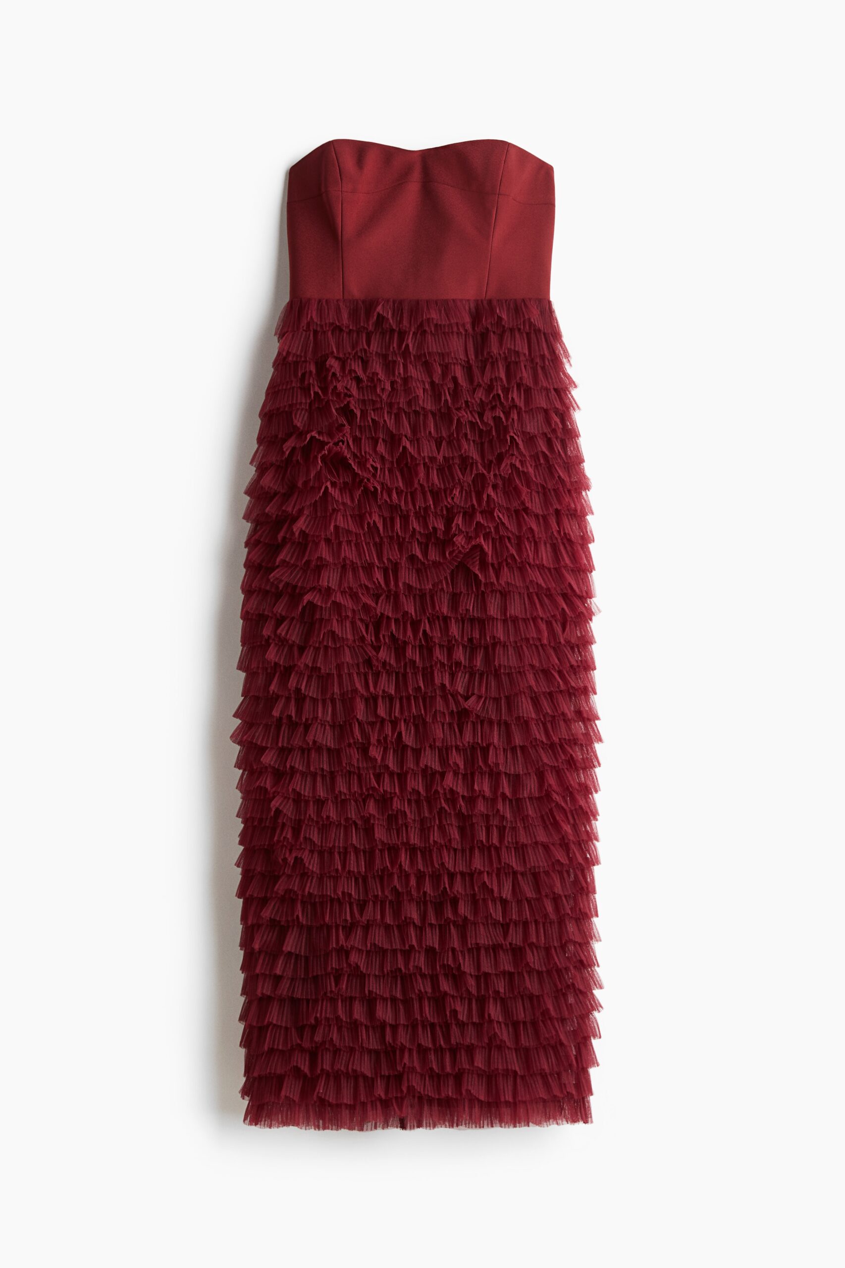 H & M - Bandeaujurk met tulen rok - Donkerrood H & M - Bandeaujurk met tulen rok - Donkerrood