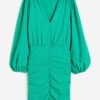 H & M - Tricot jurk met rimpeleffect - Groen