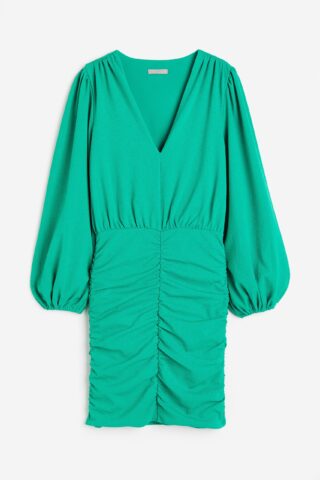 H & M - Tricot jurk met rimpeleffect - Groen