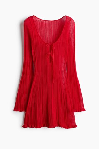 H & M - Ribgebreide strandjurk - Rood