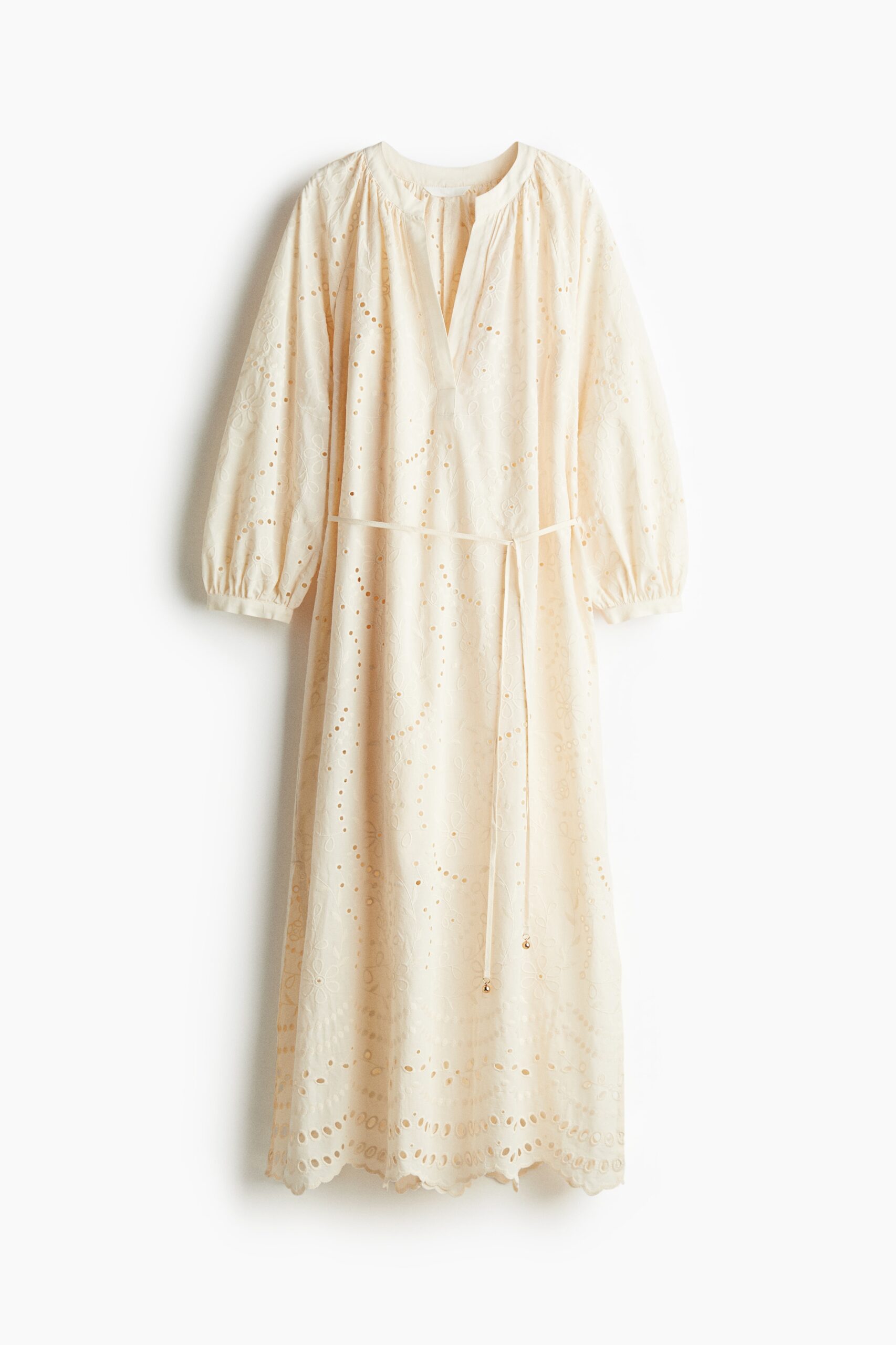 H & M - Jurk met broderie anglaise - Roomwit