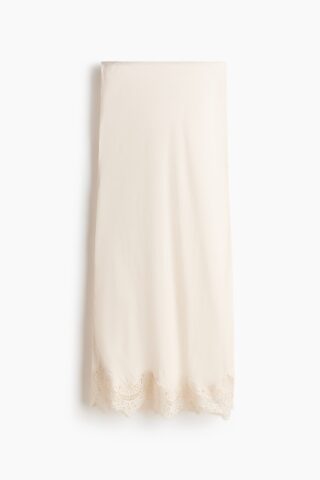 H & M - Rok van viscose met kant - Lichtbeige