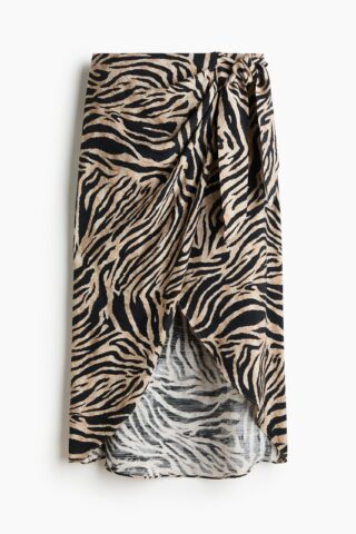 H & M - Overslagrok - Beige/Zebradessin