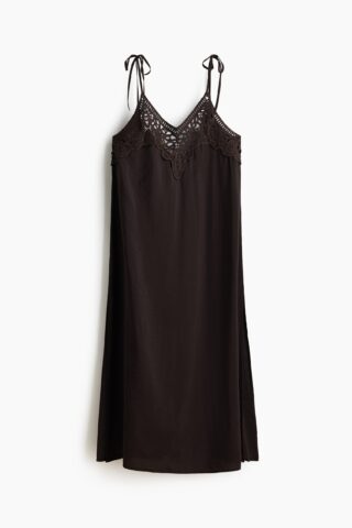 H & M - Strandjurk met strikbandjes - Donkerbruin