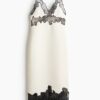 H & M - Strappy jurk met kant - Roomwit