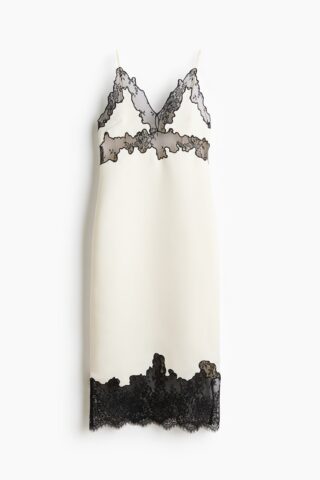 H & M - Strappy jurk met kant - Roomwit