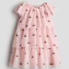 H & M - Jurk met glitterprint - Dusty Lichtroze/Kersen