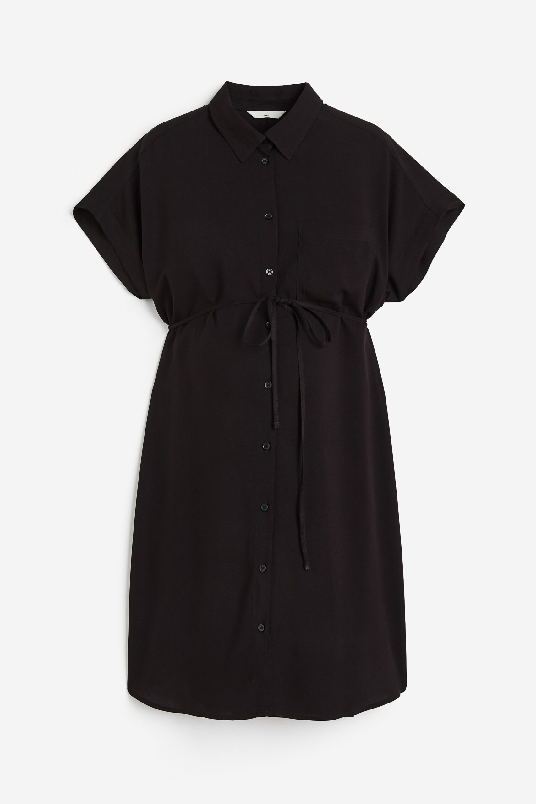 H & M - MAMA Overhemdjurk met strikceintuur - Zwart H & M - MAMA Overhemdjurk met strikceintuur - Zwart