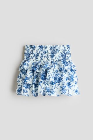 H & M - Katoenen volantrok - Wit/Bloemen