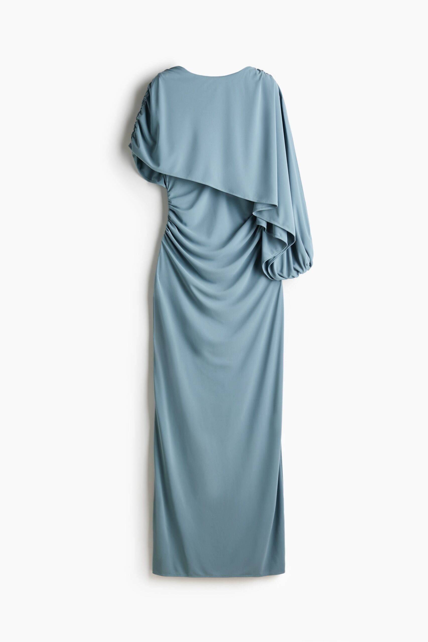 H & M - Gedrapeerde jurk met capedetail - Dusty Lichtblauw