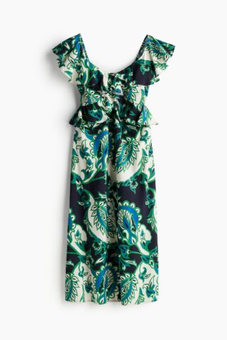 H & M - Jurk met volants - Marineblauw/Paisleydessin