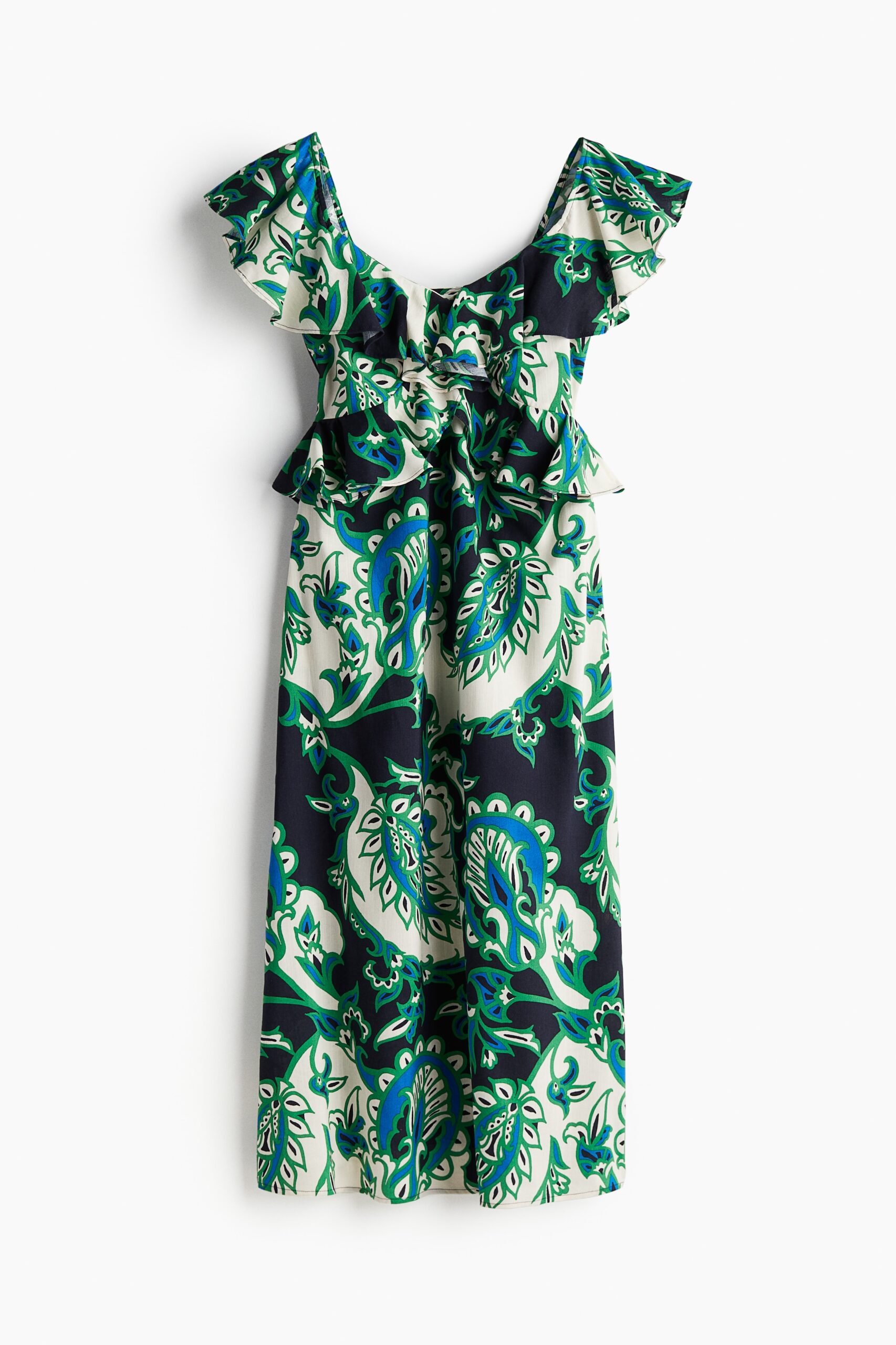 H & M - Jurk met volants - Marineblauw/Paisleydessin