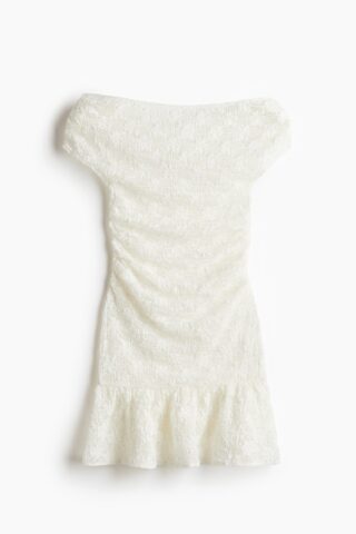 H & M - Gedrapeerde off-the-shoulderjurk - Wit