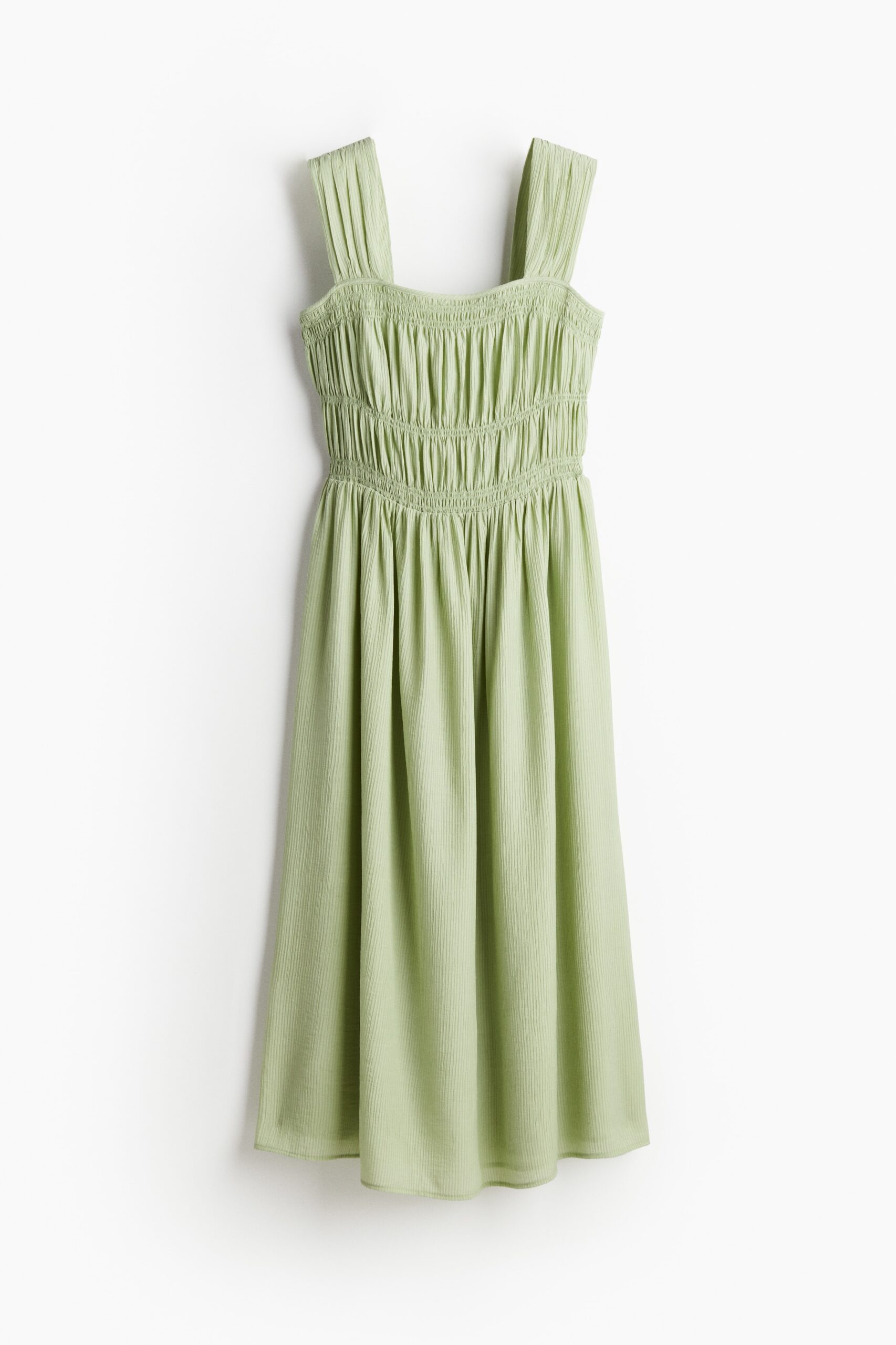 H & M - Jurk met smokwerk - Lichtgroen