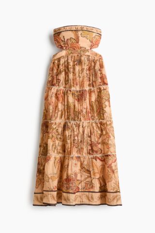 H & M - Bandeaujurk met volants - Oranje/Dessin