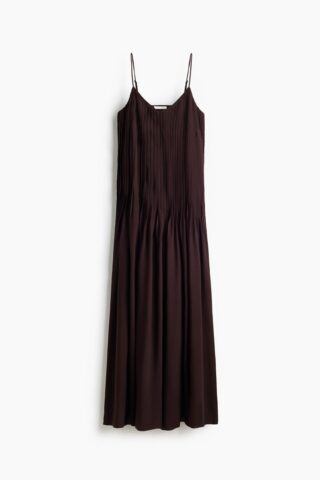 H & M - Jurk van modal met platte plooitjes - Donkerbruin