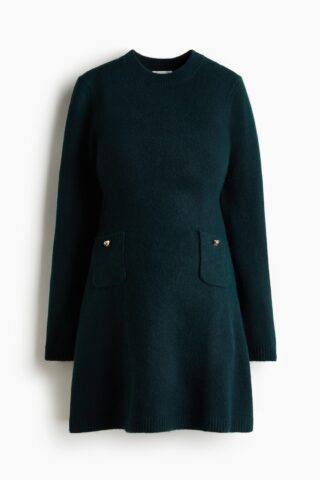 H & M - MAMA Gebreide jurk met uitlopende rok - Donkerturkoois