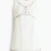 H & M - Open-backjurk met borduursel - Ivoorwit/Bloemen