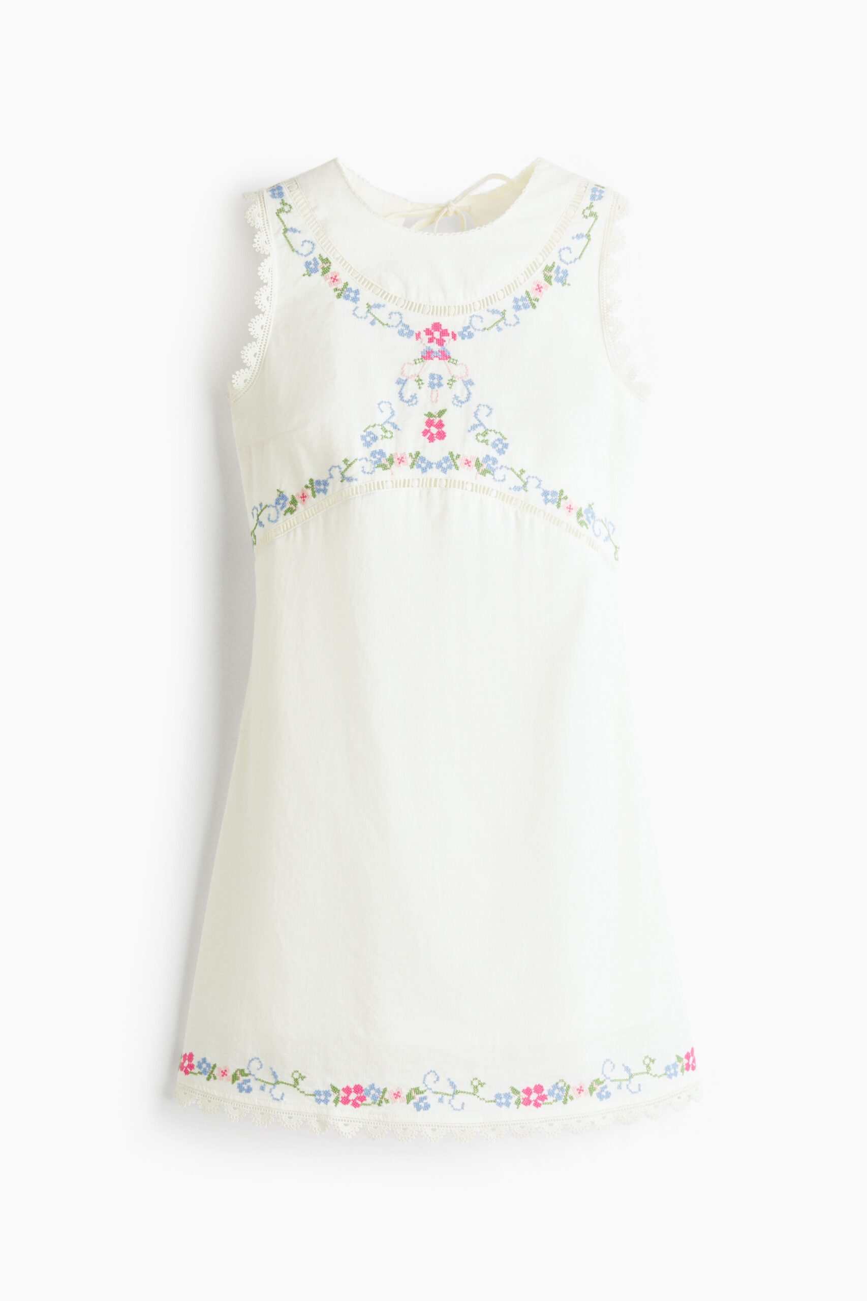 H & M - Open-backjurk met borduursel - Ivoorwit/Bloemen H & M - Open-backjurk met borduursel - Ivoorwit/Bloemen