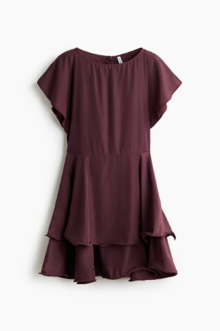 H & M - Strokenjurk met boothals - Pruimenrood