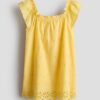 H & M - Katoenen jurk met broderie anglaise - Geel