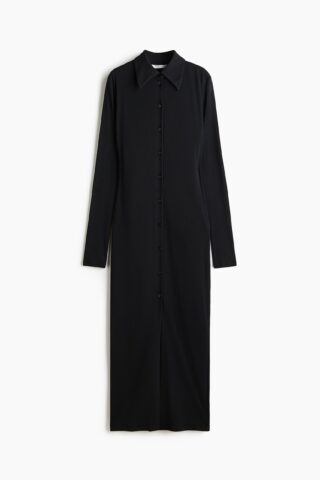 H & M - Nauwsluitende tricot jurk met lange mouwen - Zwart