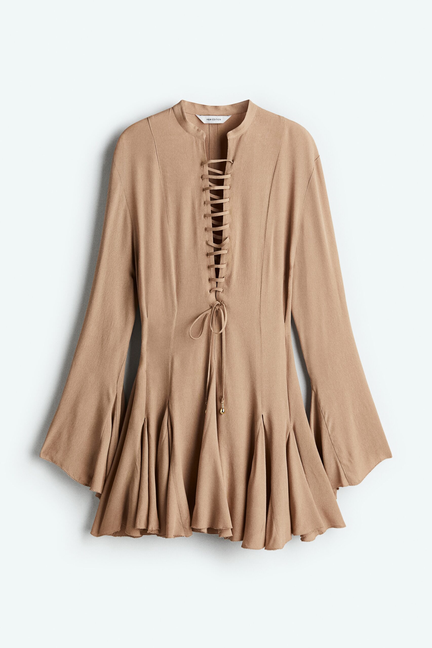 H & M - Uitlopende jurk met rijgsluiting - Beige H & M - Uitlopende jurk met rijgsluiting - Beige