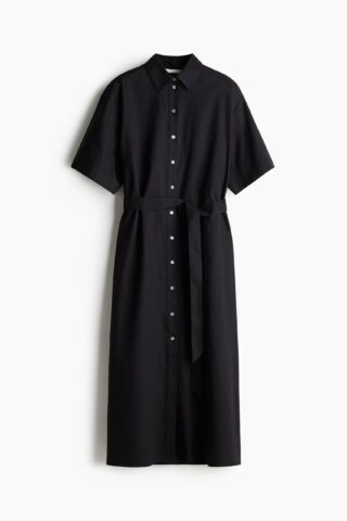 H & M - Overhemdjurk van linnenmix - Zwart