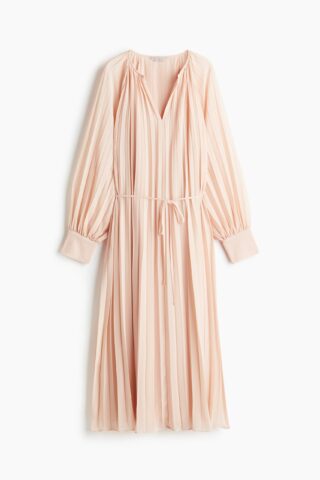 H & M - Plisséjurk van chiffon - Poederroze
