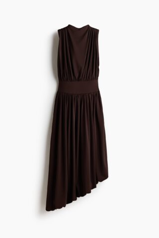 H & M - Gedrapeerde jurk met turtleneck - Donkerbruin
