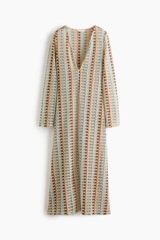 H & M - Maxi-jurk met gehaakte look - Lichtbeige/Dessin
