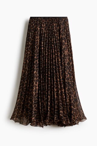 H & M - Licht transparante plissérok - Beige/Luipaarddessin